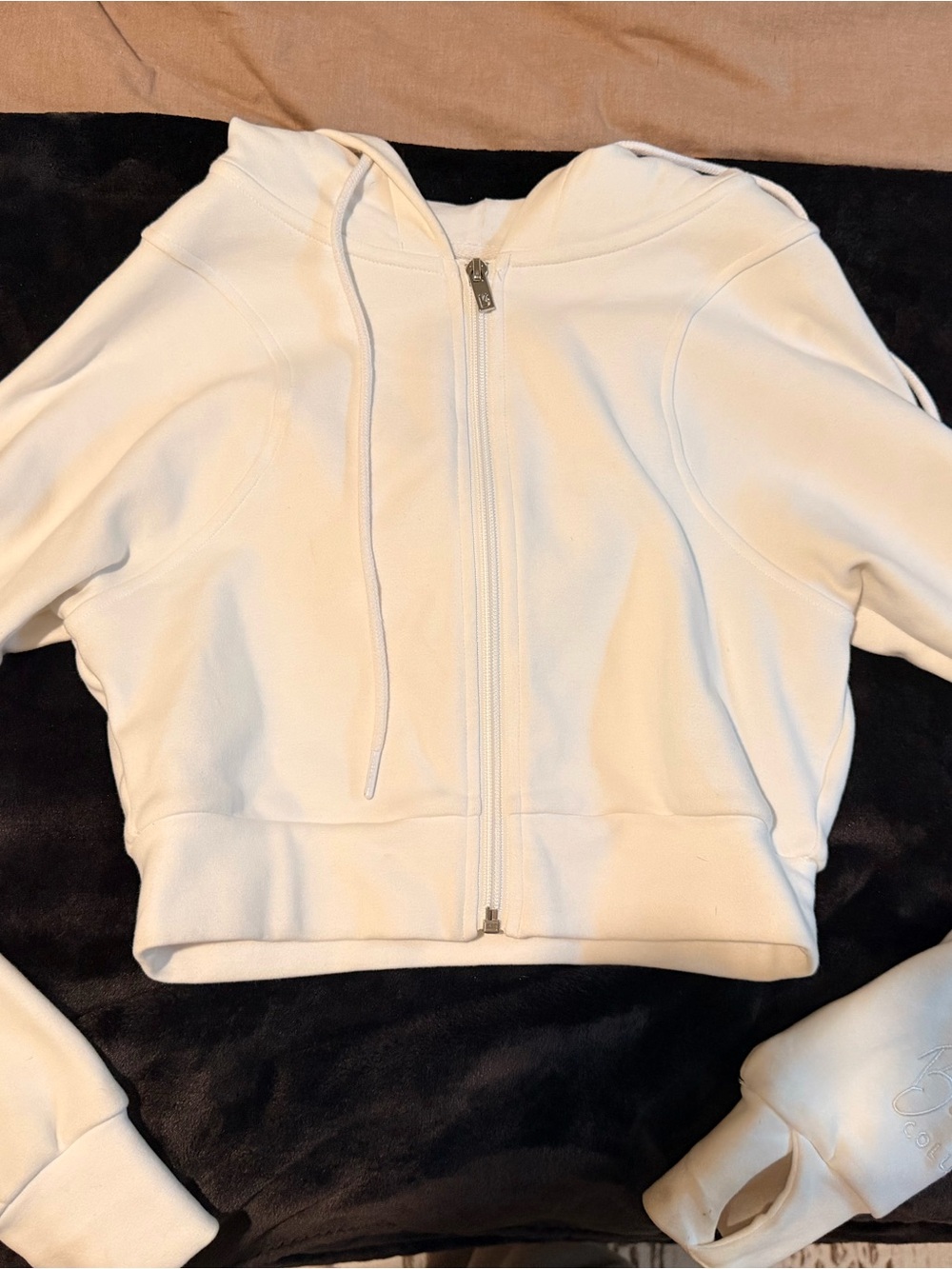 BuffBunny Cream Cropped Zip Hoodie